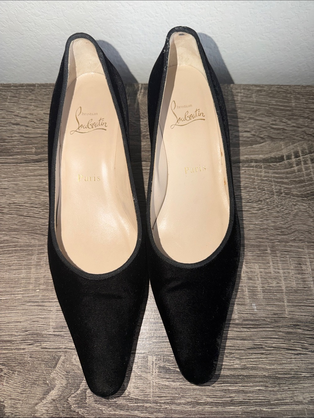 Christian Louboutin Black Pointed Slip-On Flats